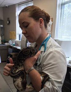 Dr. Hecker with a snake